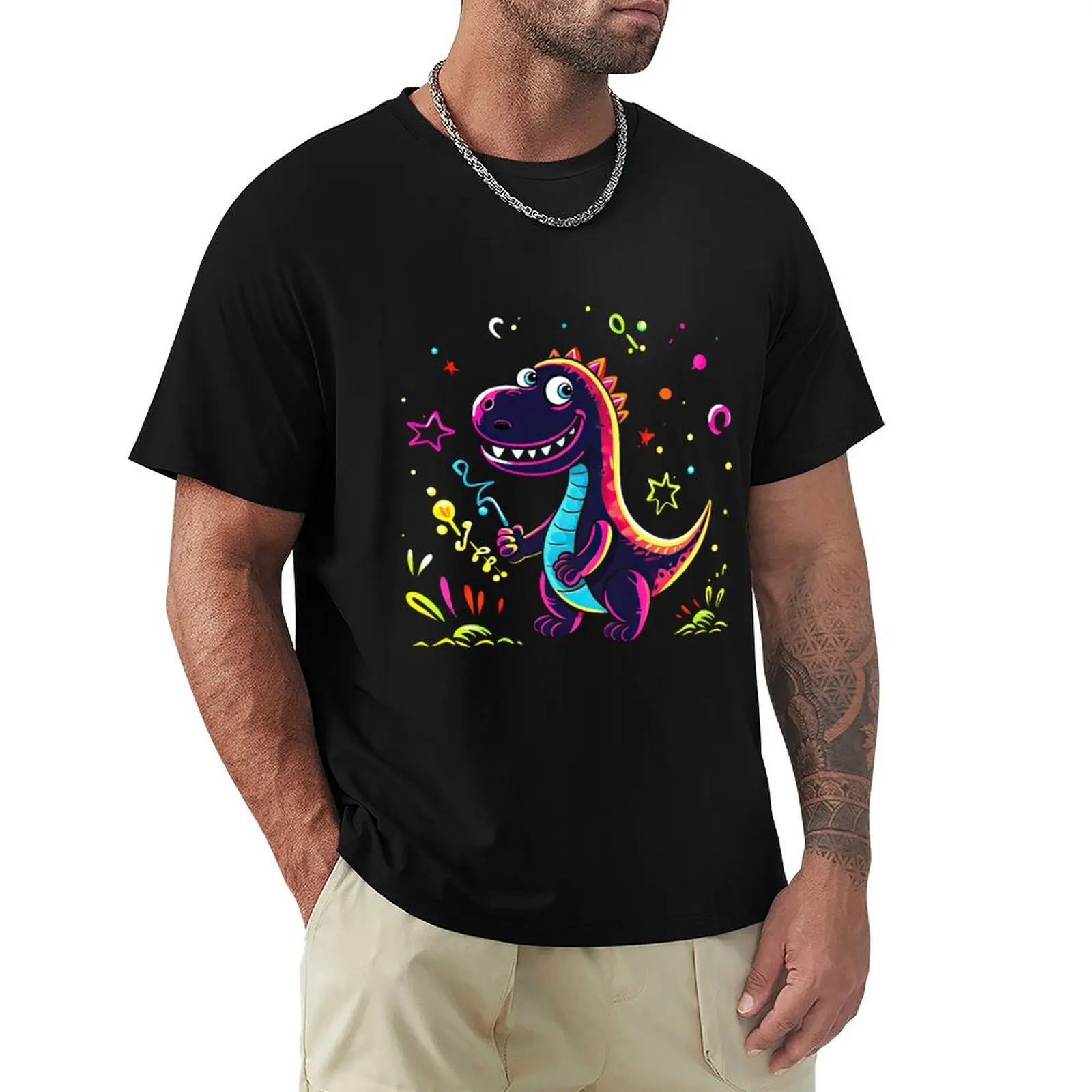 Starlit Purple Dino T-Shirt Abstract Pattern Print Top