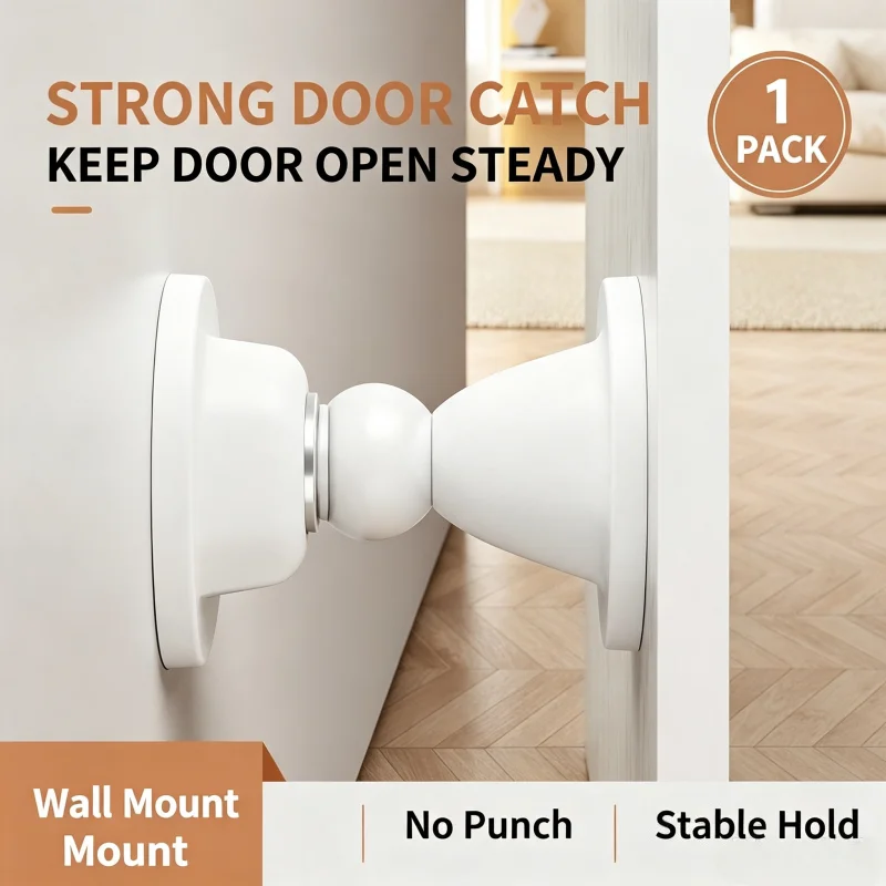 New Silicone Magnetic Door Stopper No Drilling, Anti-Collision Bathroom Door Stop, Strong Magnet Silent Floor Mount Door Catch