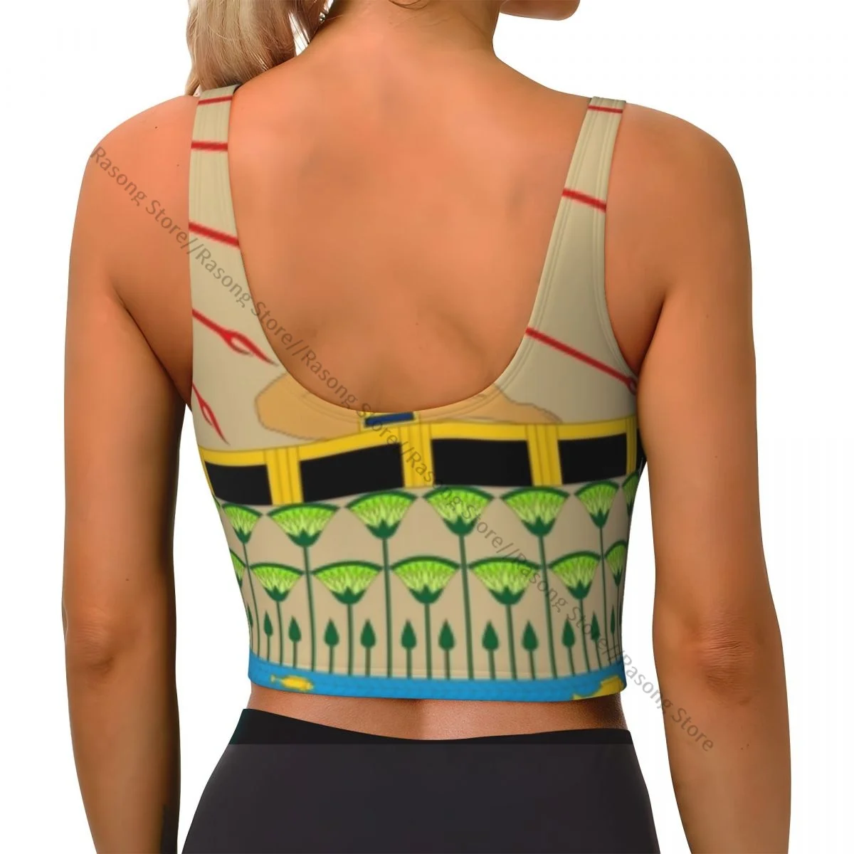 Yoga Vest Women Gym Sports Crop Tops Egyptian Girl Floating On The Boat Streetwear Workout Breathable Tank Top Female
