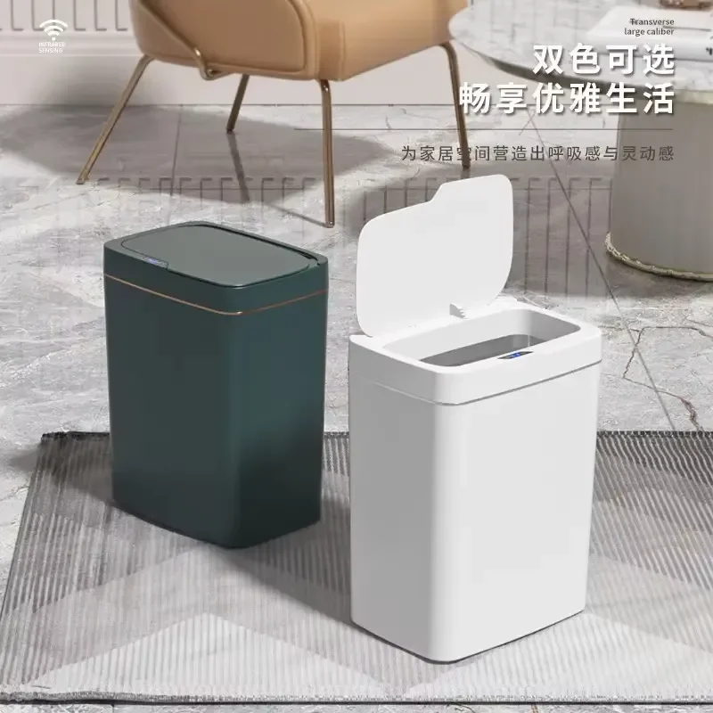 Smart Bathroom Trash Can Automatic Bagging Electronic Waste Bin White No Touch Narrow Sensor Garbage Can Smart Home ABS