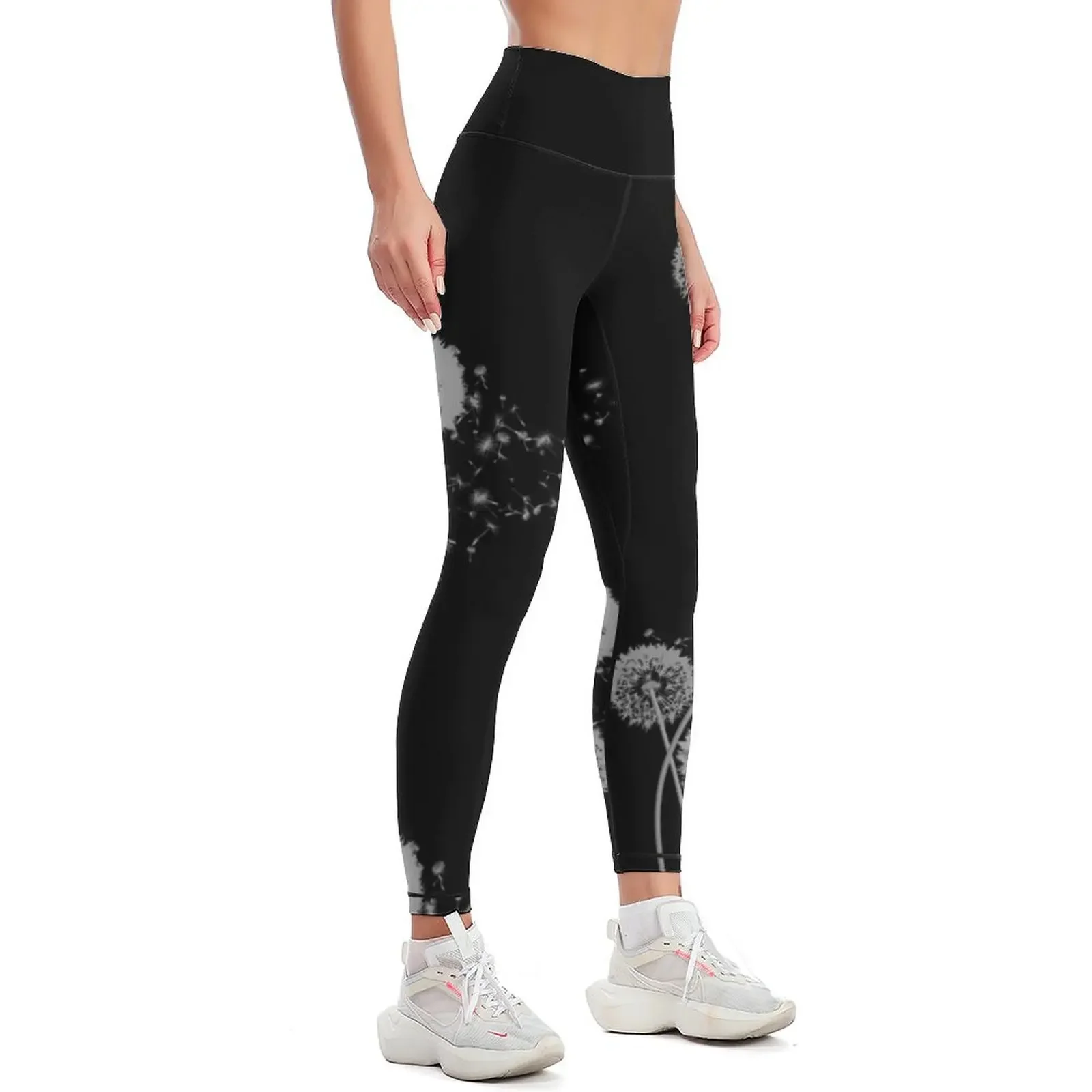 Dandelion Wishes on Black Leggings push up fitness gym pants gym's clothing exercise clothing for Womens Leggings