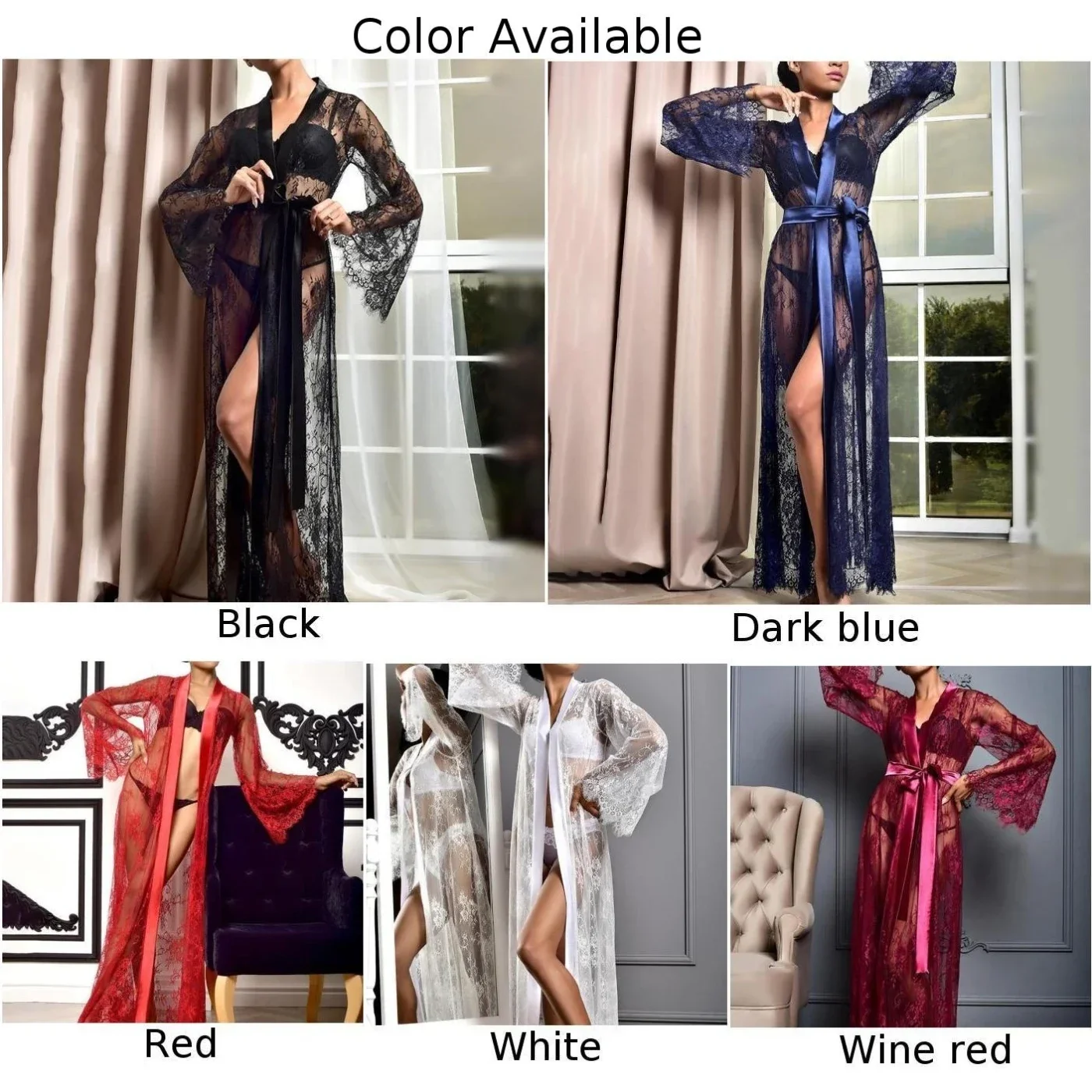 See-through Women Sexy Nightdress Lingerie Long Nightgown Underwear Sleepwear