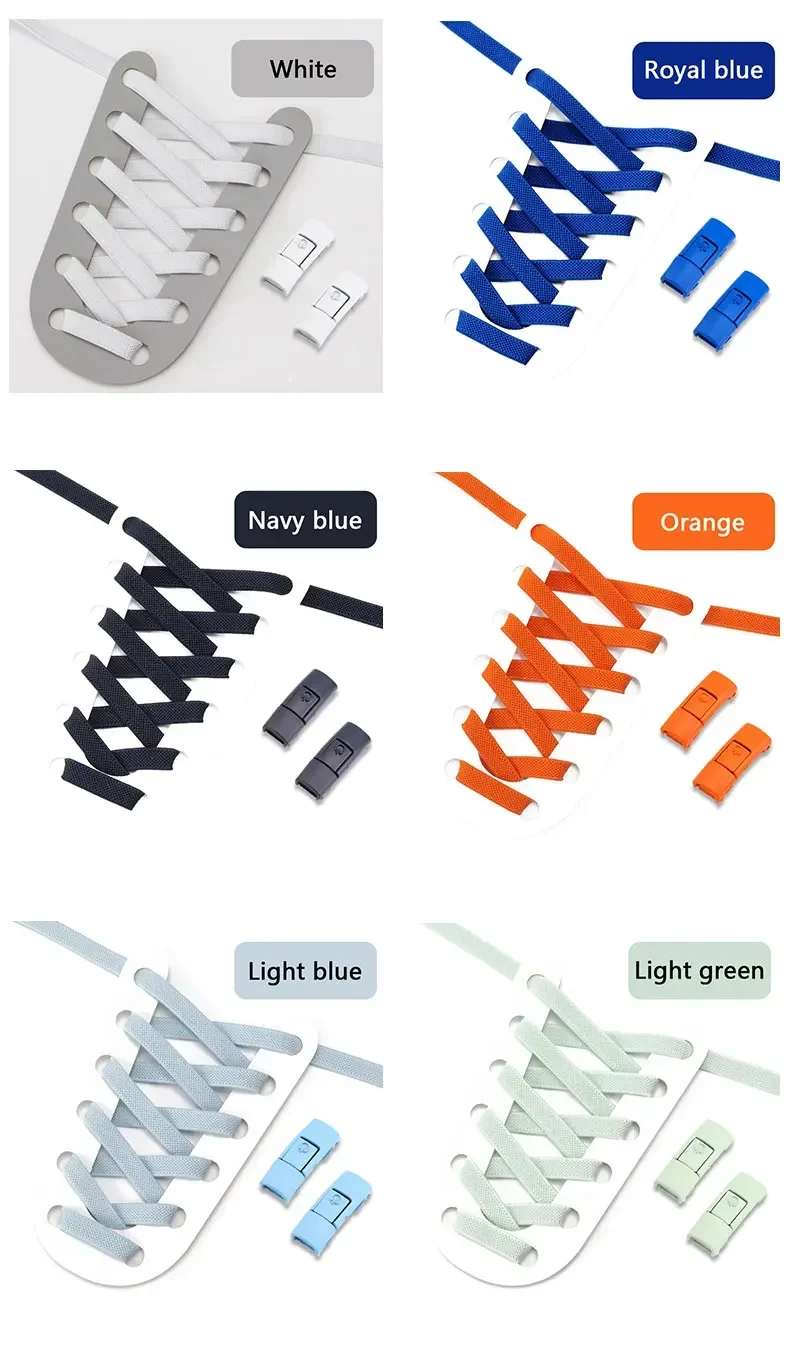 2024 Schnürsenkel ohne Krawatte, Press-Lock-Schnürsenkel ohne Krawatten, elastische Schnürsenkel, Sneaker, Kinder und Erwachsene, 8 mm, verbreiterte flache Schnürsenkel für Schuhe – Detail 11