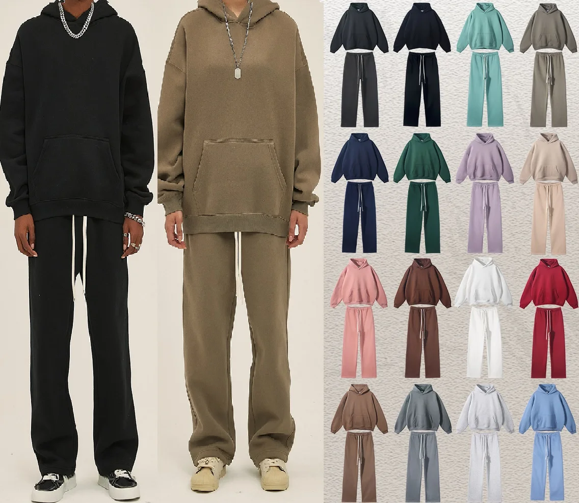 

Комплект из двух толстовок с капюшоном на флисе, повседневный, однотонный, для молодежи, осенне-зимний, уличный стиль, Artiemaster ex, спортивный костюм