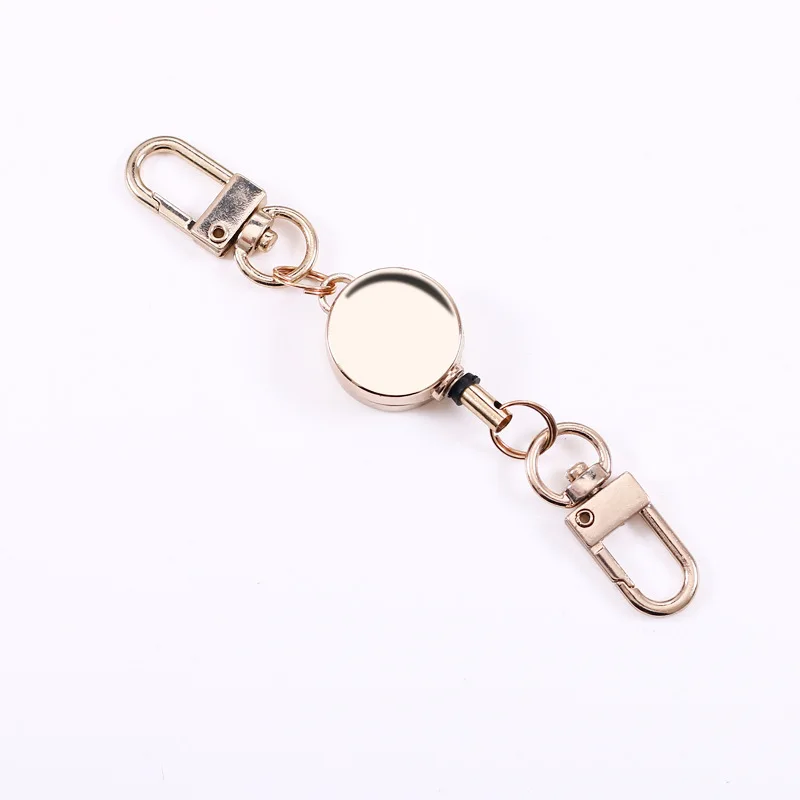 Imagem -05 - Retrátil Anti-roubo Metal Chaves Titular Pass Card Clips Metal Keyring Easy-to-pull Buckle Keychain Elastic Working Permit Crachá Reel