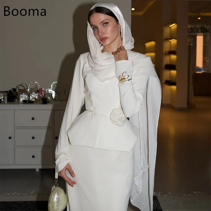 

Booma Simple O-Neck Flower Simple Mermaid MAXI Wedding Dresses Satin Simple Floor-Length Elegant Brides Gown Custom Made 2025