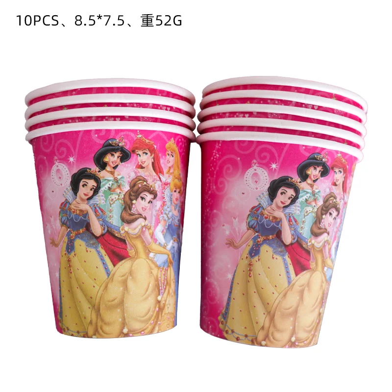 Disney Six Princess Snow White Paper Cup Plate Girl Birthday Party Decorations New Year Family Party Candy Box Gift Bag Supplies