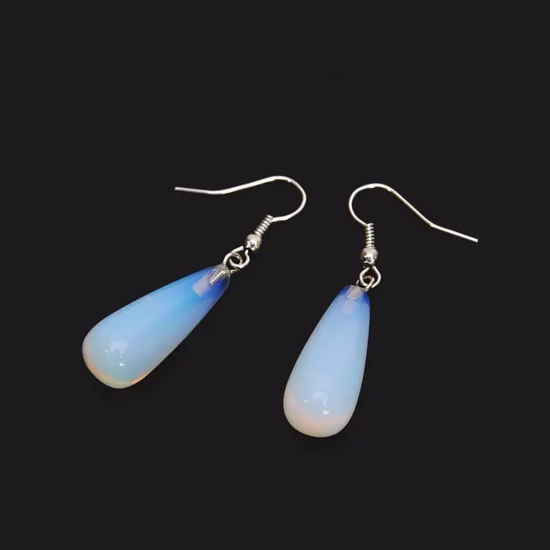 Trendy Natural Opal Hook Earrings Fashion Jewelry Hypoallergenic for Women Girls Christmas Gift