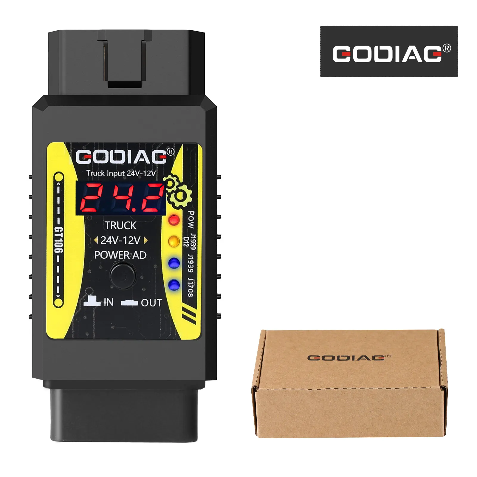 Godiag GT106 24V to 12V Heavy Duty Truck Adapter for X431 for Truck Converter Heavy Duty Vehicles Diagnosis