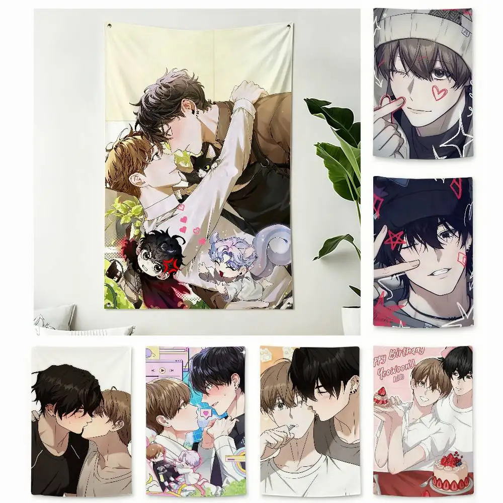 Virtual Strangers BL Manhwa  Home Decor Wall Hanging Vertical Flags Indoor Outdoor