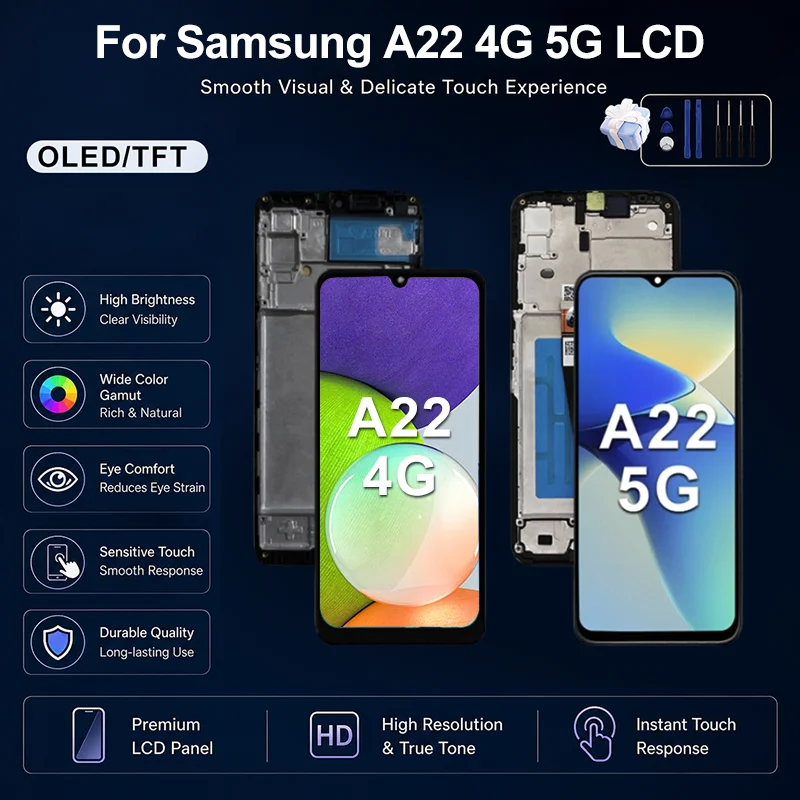 TFT For Samsung Galaxy A22 4G LCD Display Touch Screen Digitizer Assembly For Samsung Galaxy A22 5G OLED Replacement Repair Part
