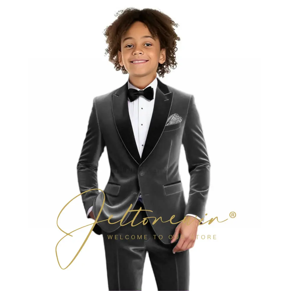 Kids Birthday Dress Baby Boys Burgundy Velvet Blazer Jacket Pants Photograph Suit Children Wedding Performance Party Wear