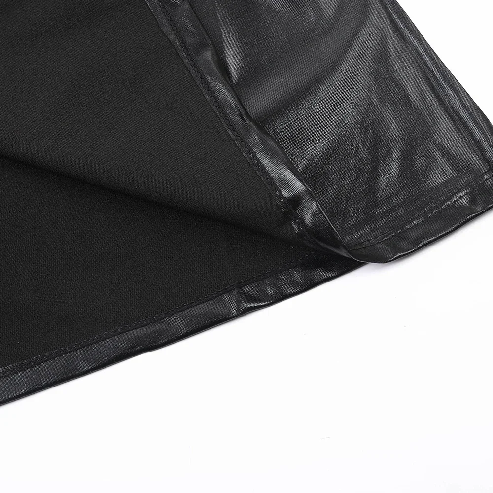 Vestido de mujer Sexy largo Maxi vestido de malla para discoteca con capa Wetlook vinilo cuero Clubwear fiesta noche Club vestidos