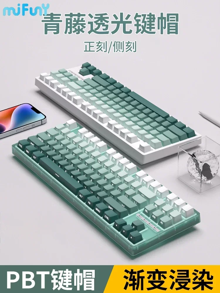 

Qingteng градиентные колпачки для клавиш на заказ PBT EOM Profile Keycap боковая резьба прозрачные механические колпачки для клавиш для игр Crush80