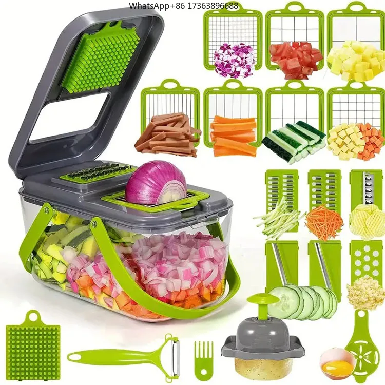 Hyri 14 in 1 Top Multifunctional Vegetable Chopper Handle Food Grater Chopper Vegetable Slicer Kitchen Cutter Garlic Chopper