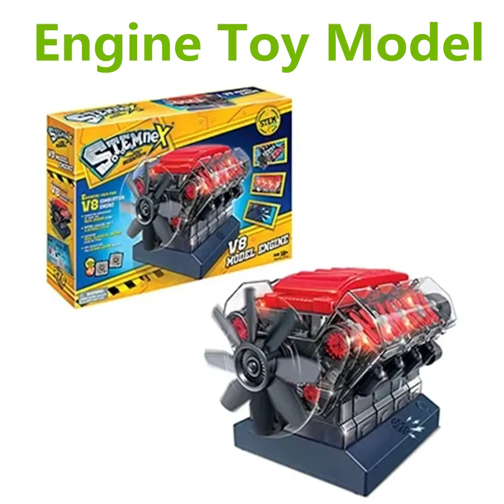 

V8 Engine Model Set Puzzle DIY Assembly Science Experiment Physics Toys Engine Model Movable Educational Toy Gift