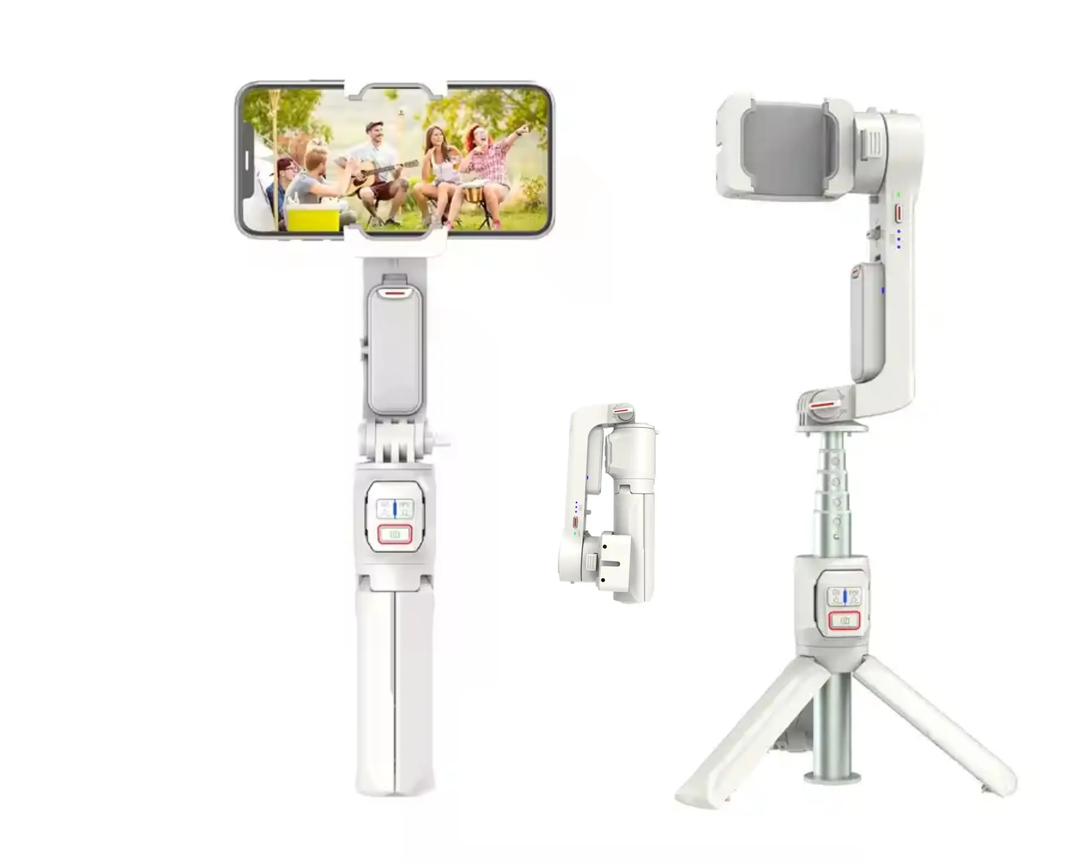 

A10 Hot Sale bluetooth Selfie Stick LED Fill Light VLOG Mobile Head Anti-shake Foldable Gimbal Stabilizer with Tripod
