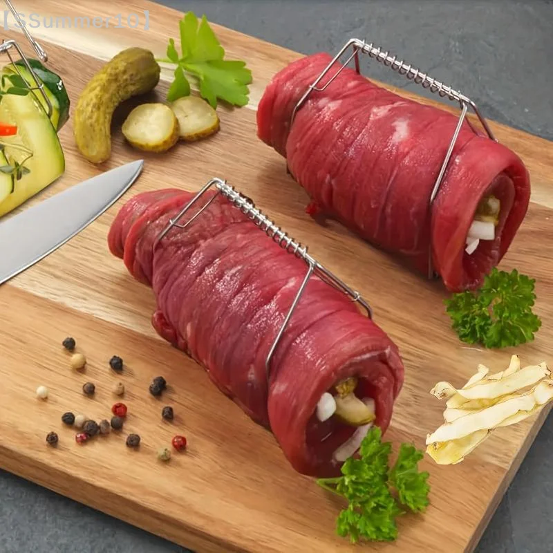 【SSummer10】5PcsHeavy-Duty Stainless Steel Cabbage Clamp-Reusable Multi-Grip Leafy Vegetable Cooking Tool with Serrated Edges【SS】