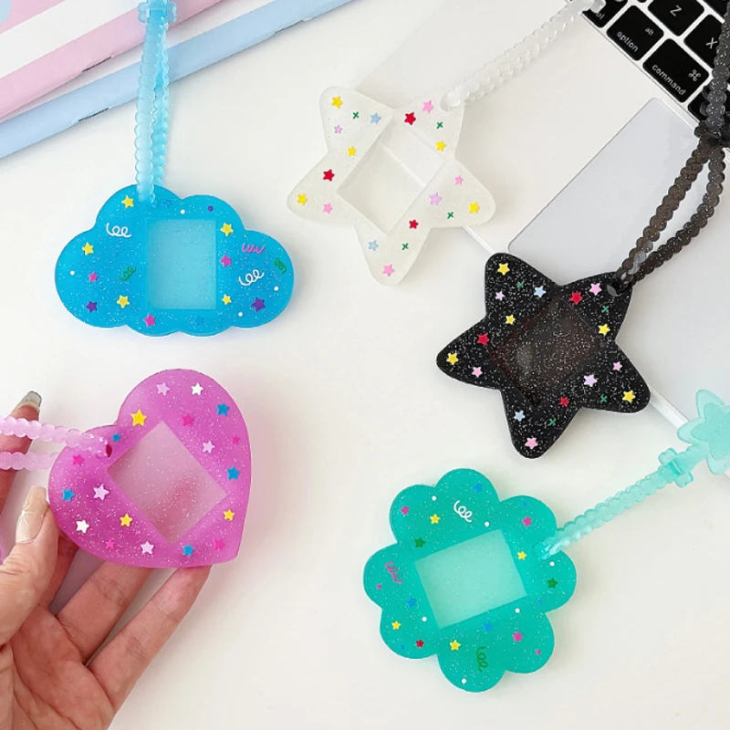 

Оригинальный милый силиконовый держатель для карт INS Cute Star 1 дюйм с блестками, чехол для K-pop фотокарточек, бейдж для удостоверения личности, брелок, мягкий резиновый шнурок