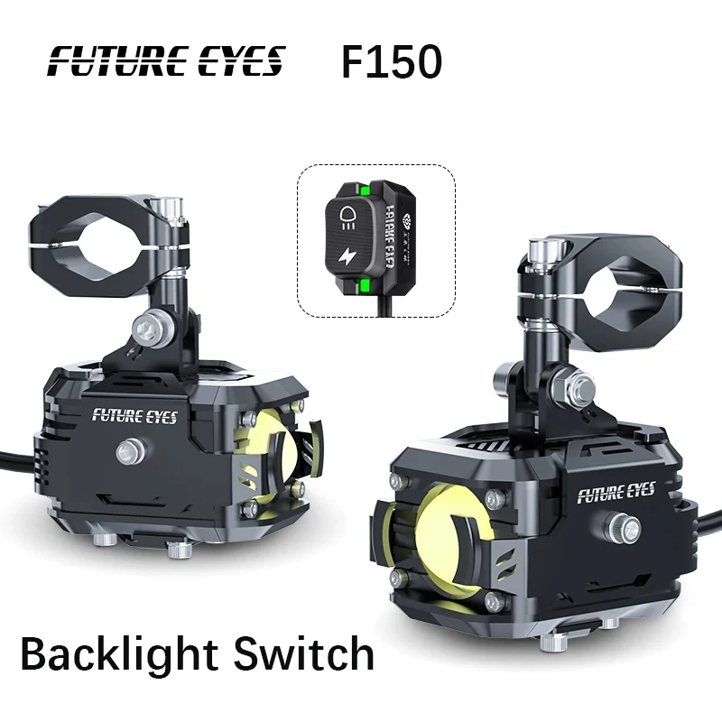 Future Eyes F150 Motorcycle Spotlight 60W Fourth Generation Backlight Wired Switch Safety LED Light Low and High Beam Scooter