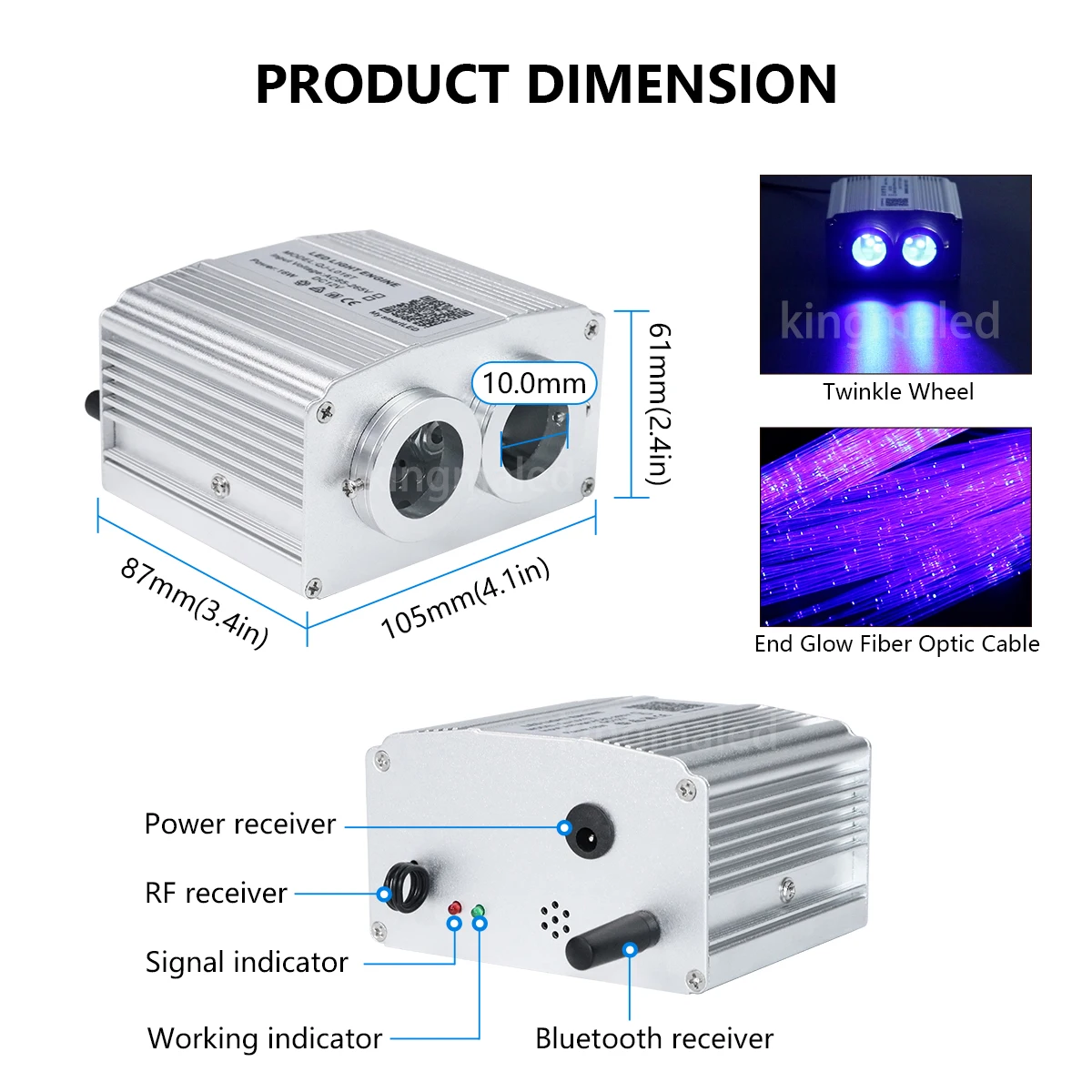 Imagem -02 - Cabeça Dupla Car Starry Sky Light Twinkle Fibra Óptica Kit de Teto Bluetooth App Telhado 16w Rgbw