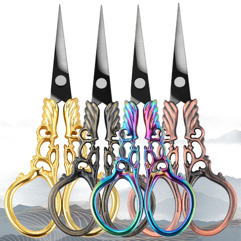 Vintage Tailor Scissors Household Stainless Steel Scissors DIY Cross Embroidery Handmade Sew Accessories Vine Embroidery Scissor