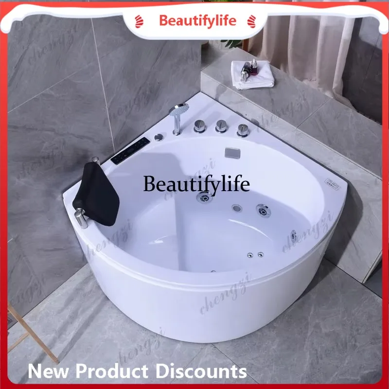 E182 Fan-shaped bathtub deepened acrylic adult household small apartment heated massage thermal insulation bathtub