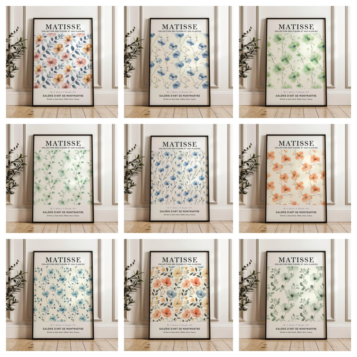 Matisse Style Floral Wall Art Print Vintage Botanical Exhibition Poster Watercolor Flower Canvas Painting Home Room Decor