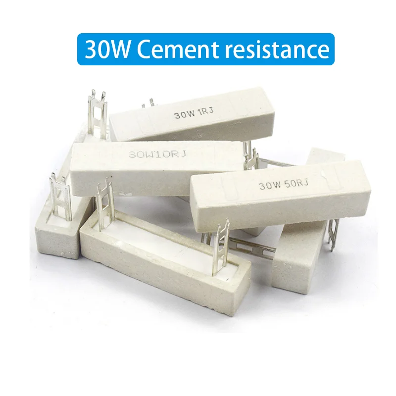 Resistencia de potencia cerámica de cemento, 30W, 5%, 0,5, 1,2-300R, 2,5, 2, 100, 3, 4, 5, 6, 8, 10, 12, 15, 20, 22, 25, 30, 47, 50, 68, 82, 120,