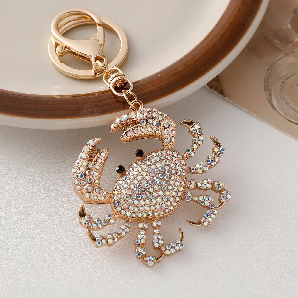 Sparkling Crystal Crab Keychain Hawaii Beach Vacation Souvenir Gift Key Ring