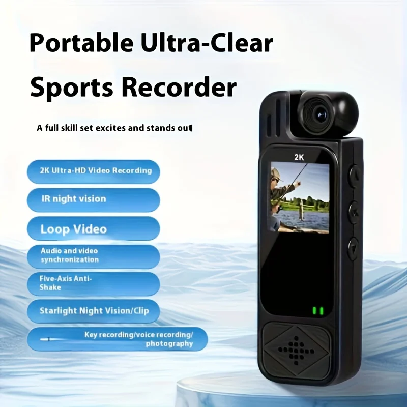 2KPortable HD Video Recording Camera2KHandheld Stabilizer Pocket Action Camera180360-degree Rotating Full-body Camera