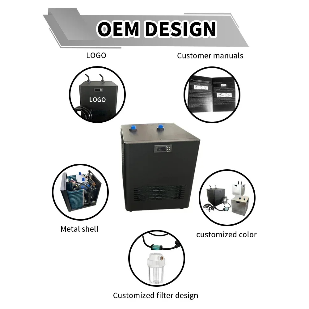 Untuk 1/3 jam Pendingin air pendingin air dengan filter dan pompa mendinginkan hingga 40F untuk kapasitas air kurang dari 300L