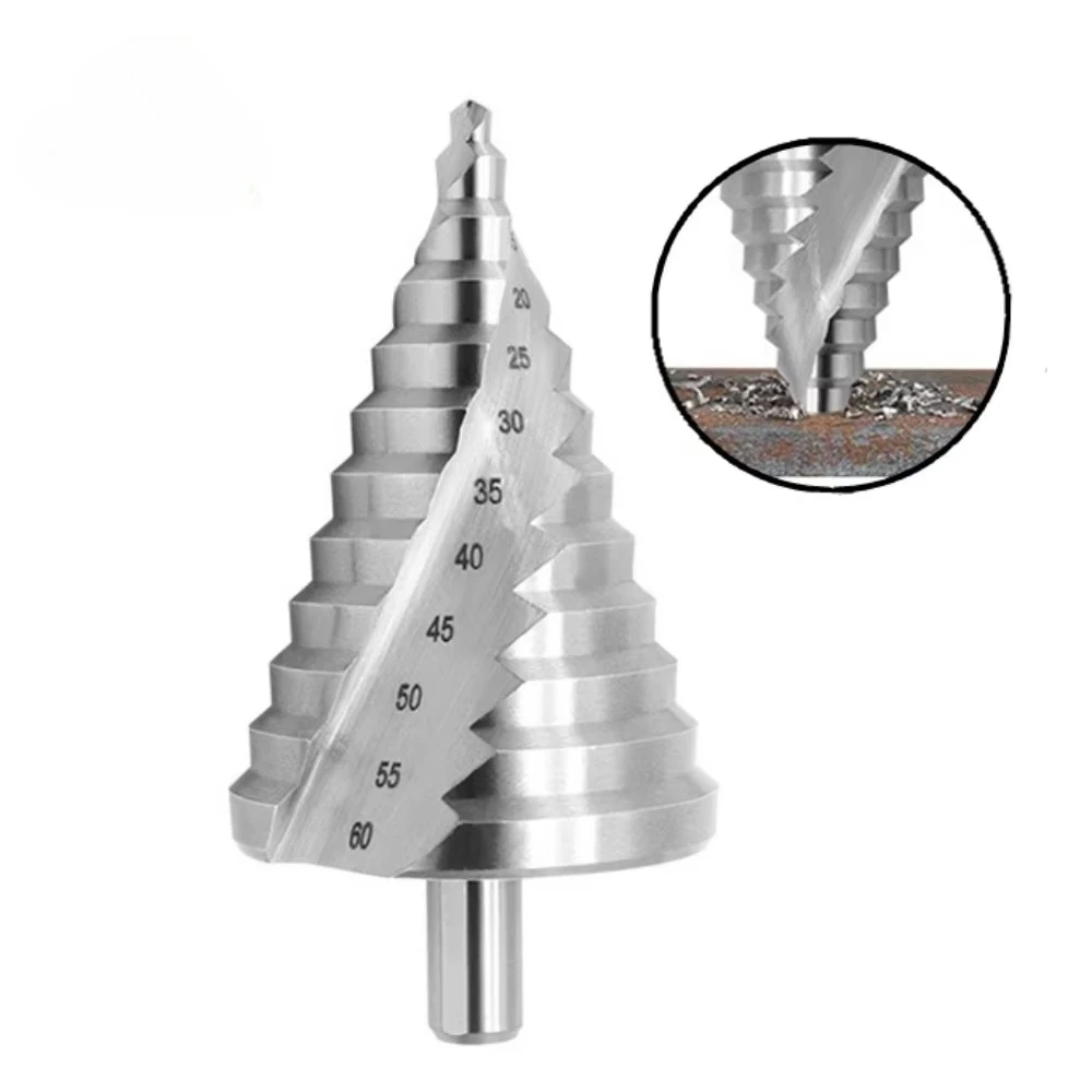 Krachtige 6-60mm Step Cone Drill Bits  Hole Cutter Bit Set Fluted Edges HSS Reamer Triangle Shank Wood Metal Drilling
