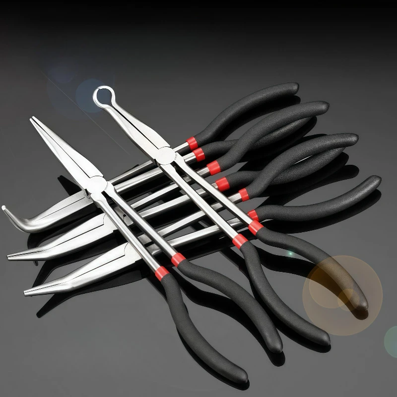11-inch Long Nose Pliers High Quality Curved & Straight Tips for Industrial DIY Car Repair Hand Tool