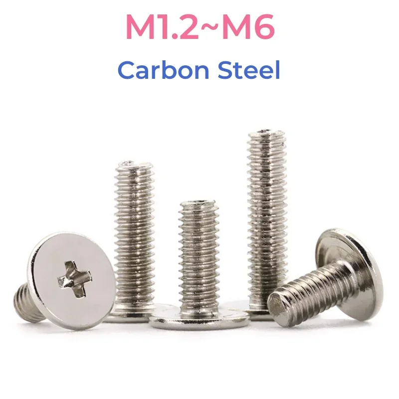 Nickel Plated Carbon Steel Phillips Ultra Thin Flat Wafer Screw M1.2~m6 Laptop Screws Bolts