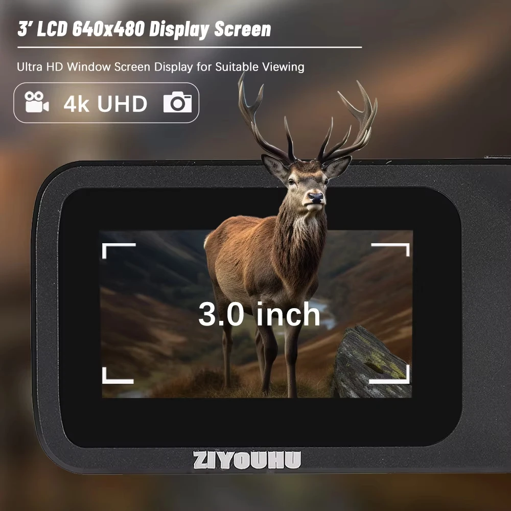 ZIYOUHU HD ضوء مزدوج كامل اللون للرؤية الليلية كاميرا تصوير حراري 3 بوصة شاشة نافذة للبحث الليلي