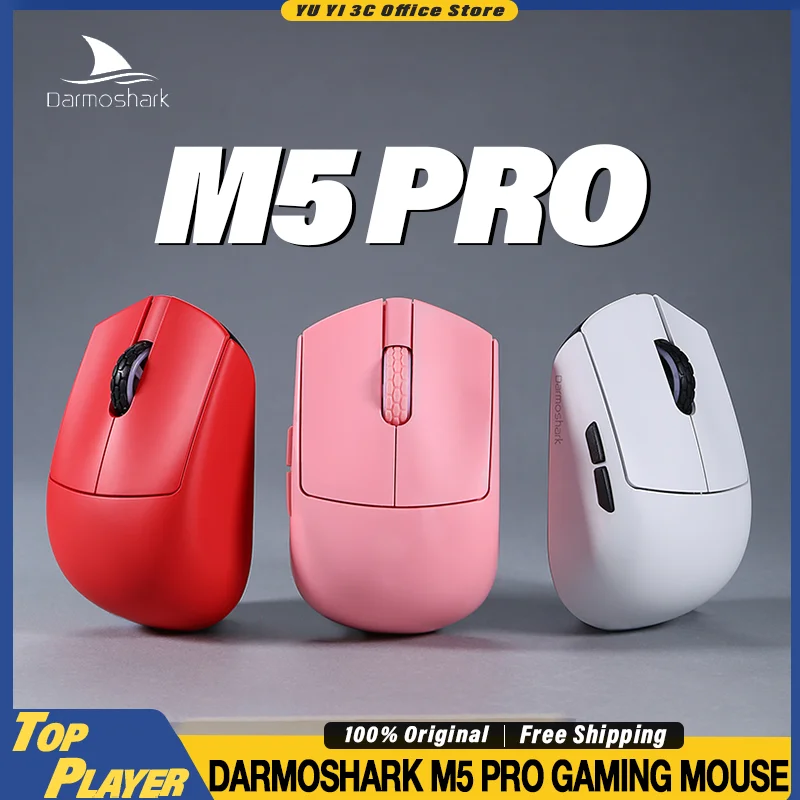 

Darmoshark M5 Pro Gaming Mouse 2.4G BT Wireless PAW3950 E-SPORT Sensor Nordic52840 NPX Master Low Latency Connection 8K Rate
