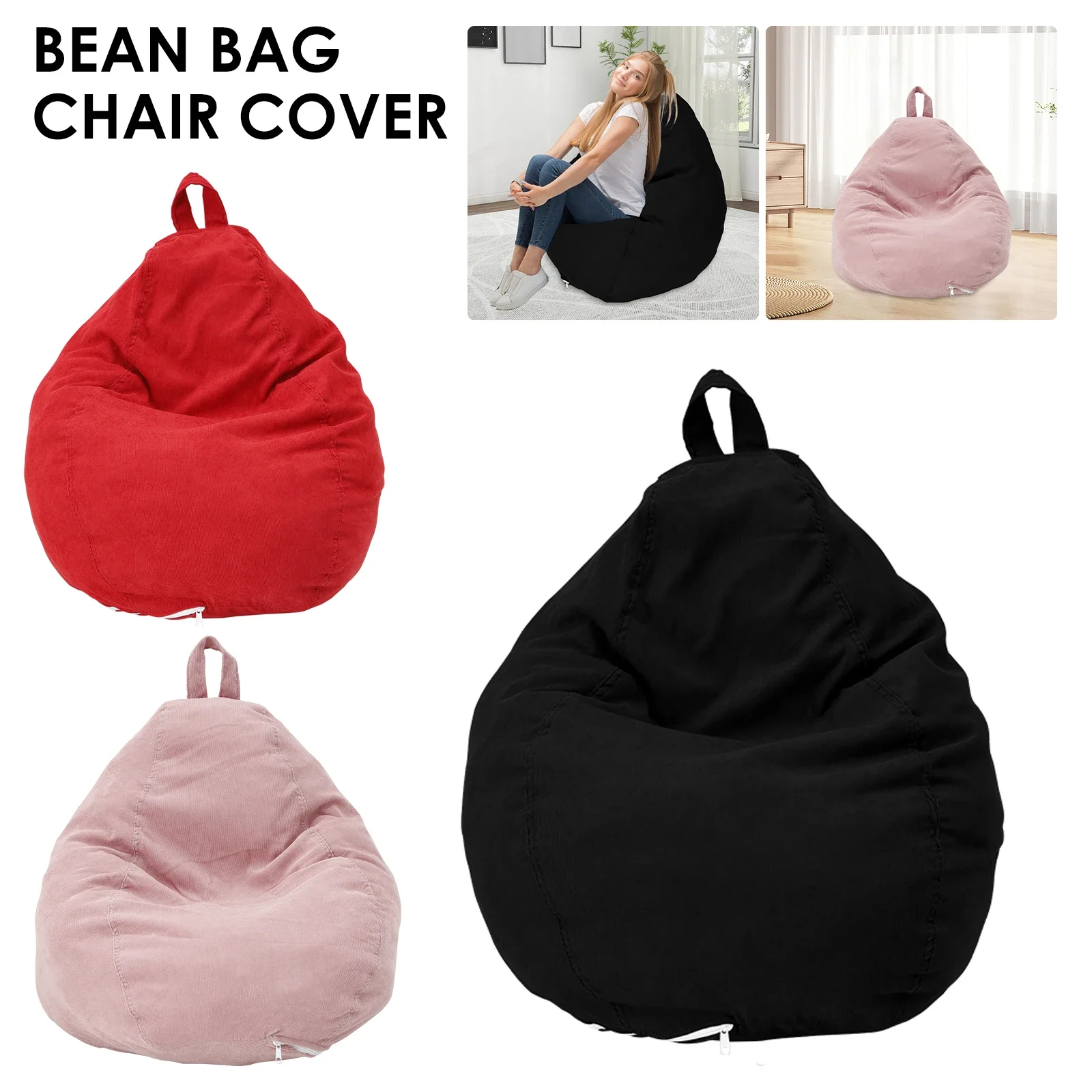 Large Bean Bag Lazy Seat Chair Sofa Cover Couch Soft Fluffy Breathable Adult Child Tatami Living Room Decorative No Padding