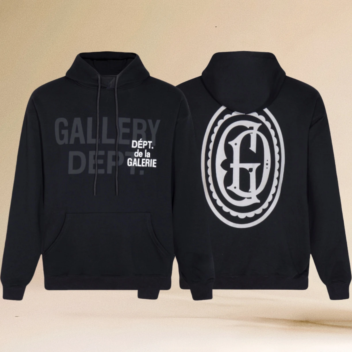 New 2026 Gallery Hoodie Dept with Letter Print - European Style Street Fashion - Loose Fit American High Street Cap Sleeve Shirt