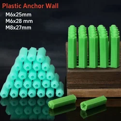 6mm 8mm Green Blue Plastic Expansion Tube/Rubber Plug/Nylon Plunger/Drywall Plastic Wall Plug Anchor Plug Fixing Wall Anchor