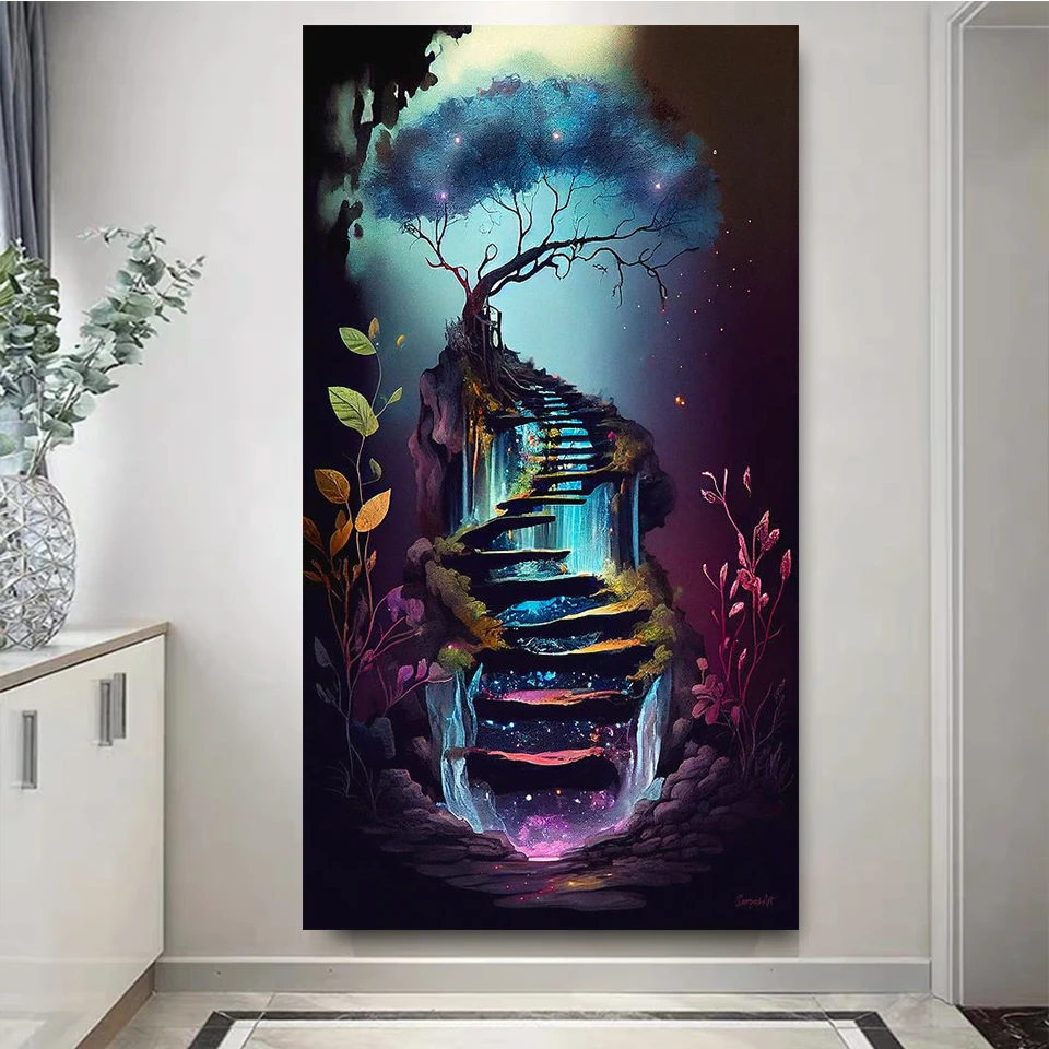 5d DIY Diamond Painting High ladder Tree of Life Yggdrasil Diamond Embroidery Mosaic Cross Stitch Mythology Landscape Home Art