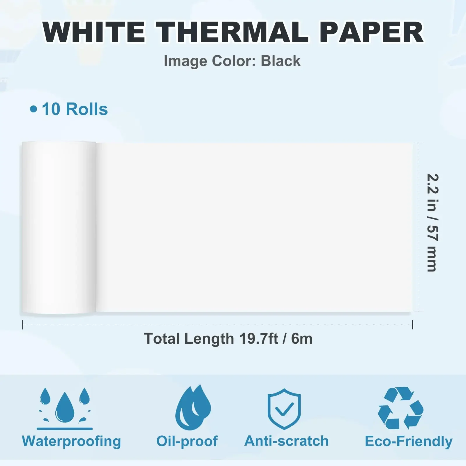 57x25mm Mini Printer White Thermal Paper-10-Year Non-Sticky For Journal Photo Texts More Kids Instant Camera Lists DIY Creation