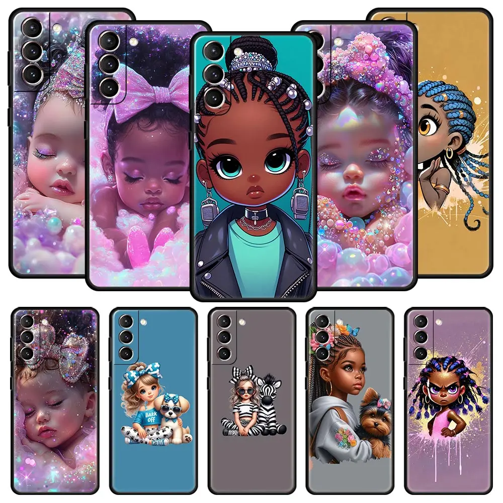 Phone Case Cover for Samsung Galaxy S26 S25 S24 S23 S22 S20 S21 FE Ultra Plus S25 Edge 5G Soft TPU Capas Cute Black Child Fundas