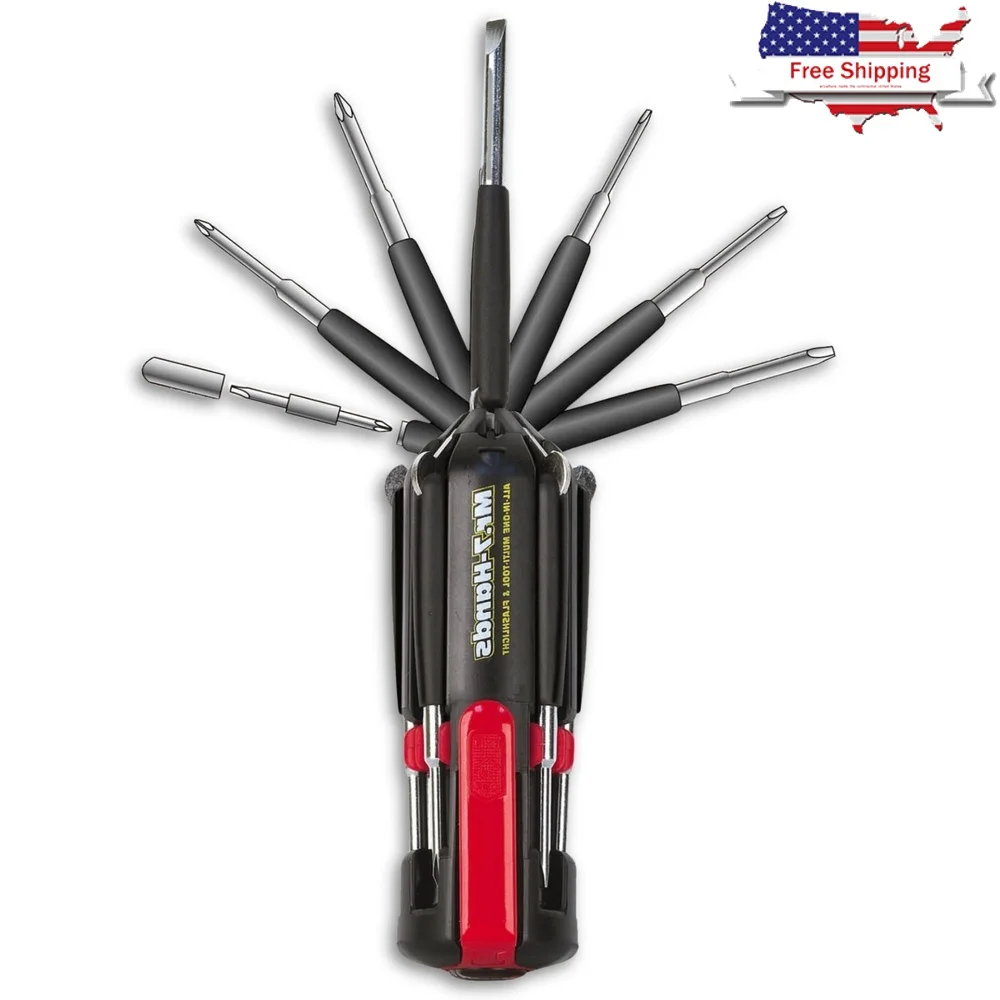 

8-in-1 Multi-Screwdriver Tool with Work Light Compact Folding Design Essential Screwdriver Bits Home Repair and DIY Projects