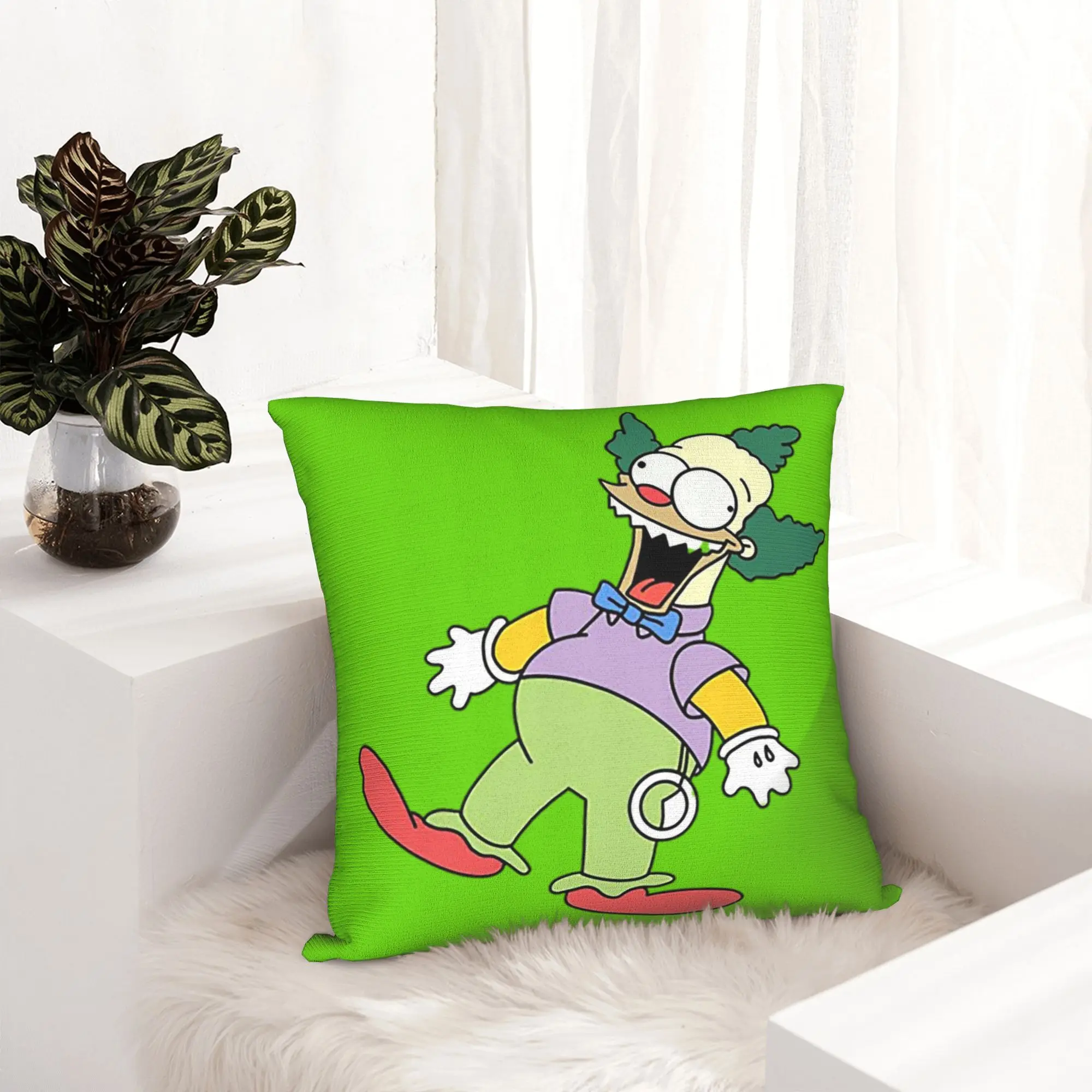 Krusty Doll Treehouse of The Simpsons Pillowcase Printed Polyester Cushion Cover Decorations Pillow Case Cover Living Room 45*45