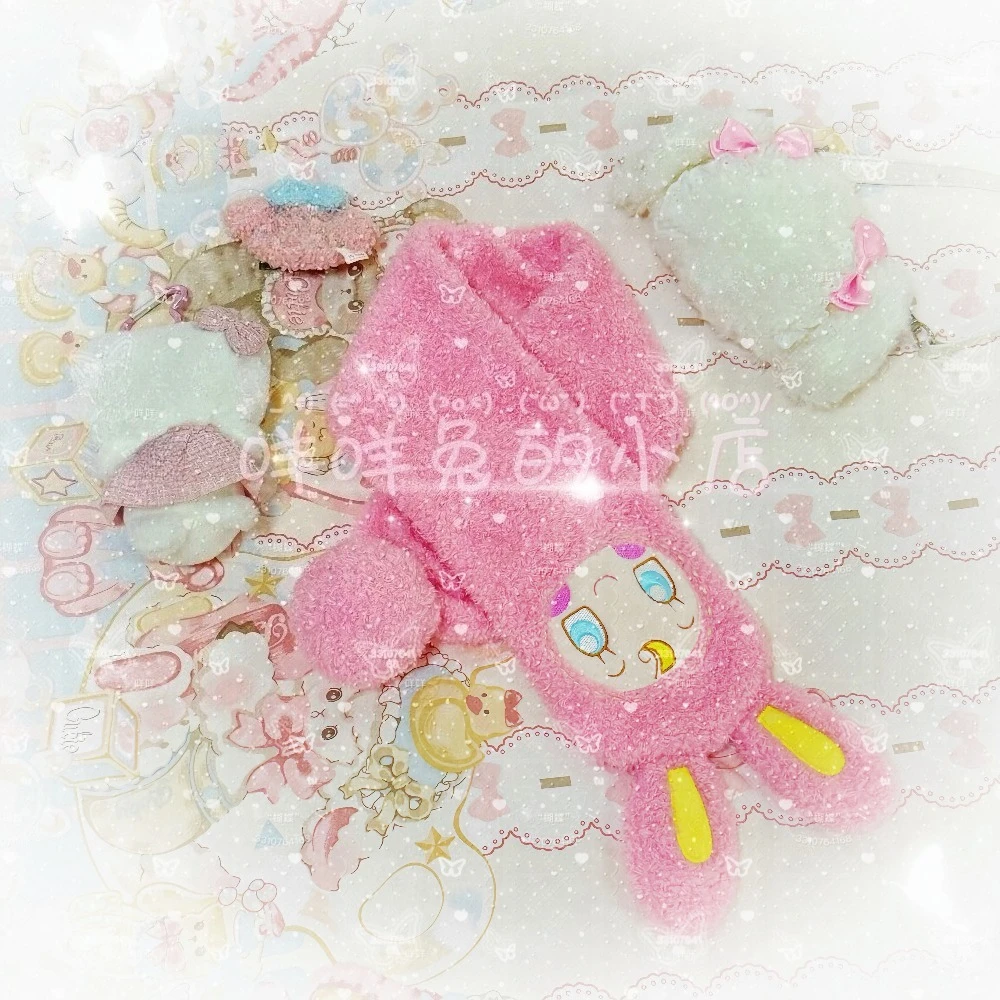 

Японская одежда для дочек с героями мультфильмов Jojifuku Y2k, аксессуары, милый шарф-перчатка, зимний новый теплый плюшевый шарф-перчатка для милых девочек