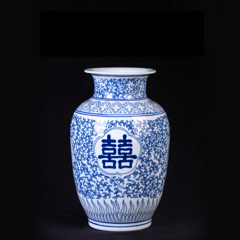 Ceramic Vase In Yiwu Blue And White Chinese Wedding Vase Chinese Word Xi Deal Gift Tabletop Vase