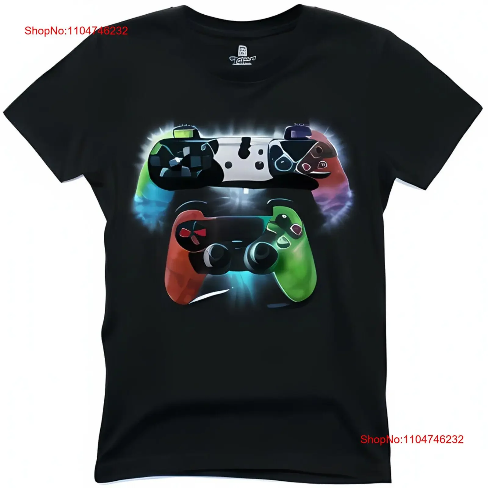 Tu estilo con controlador de videojuegos que brilla en la oscuridad, camiseta negra, vibrante, 2D, vintage, lavada, suave, versátil, estirada