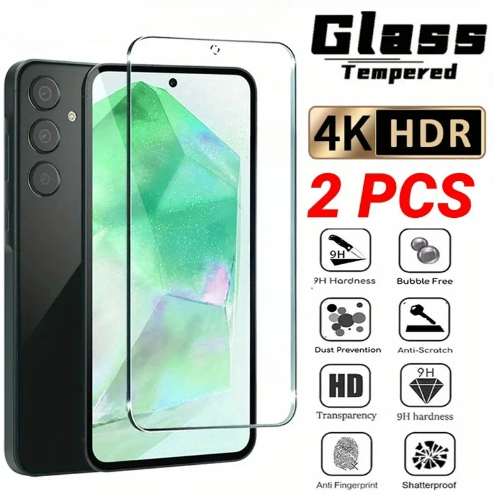 2 Stück High-Definition-Displayschutzfolie für Samsung Galaxy A15 A23 A26 A35 A36 A55 gehärtetes Glas für Samsung A56 A16 A25 A42 A53