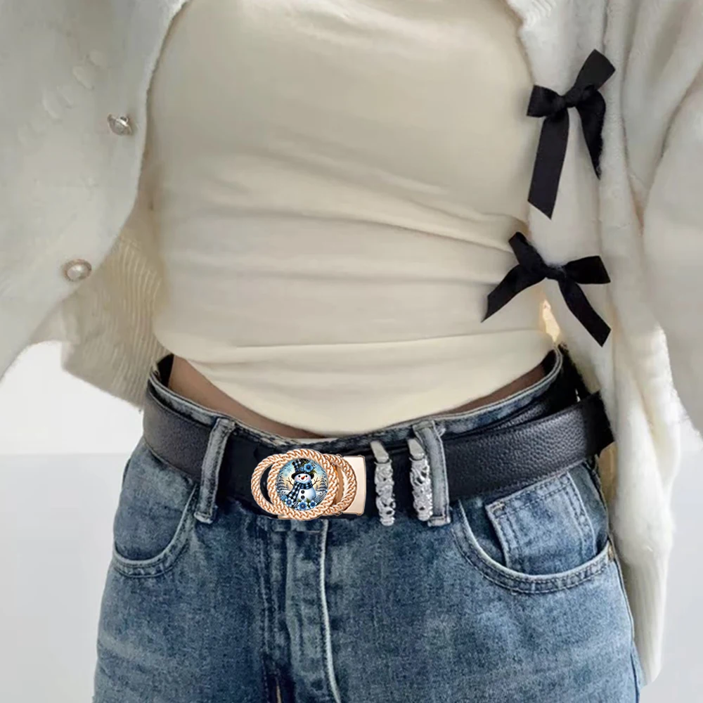 

Christmas Snowman Automatic Ratchet Buckle Fashion Personalized Belt Accessories as a New Year's Gift for Friends